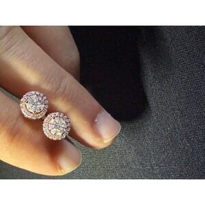 925 Silver Moissanite Earrings Rose Gold